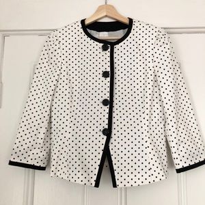 Tahari White & Black Polka Dot Swing Dress Blazer